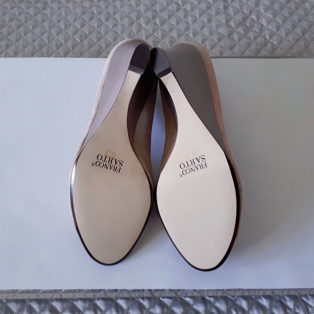 NWOT Franco Sarto pink suede open toe wedge shoes - Picture 7 of 7